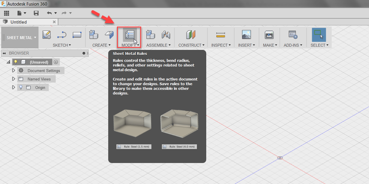 Fusion 360 ตั้งค่างานแผ่นพับ