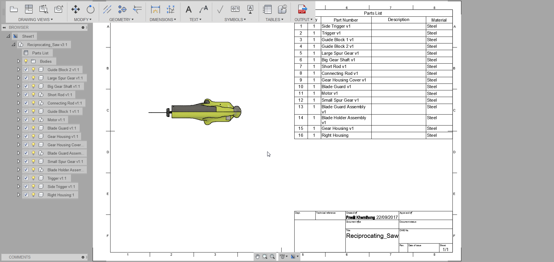 Fusion 360 Tip & Trick 42 การฉาย View ตัดใน drawing