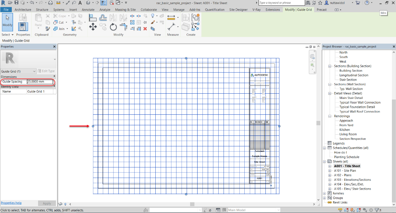revit tip : สร้างเส้นแนวอ้างอิน